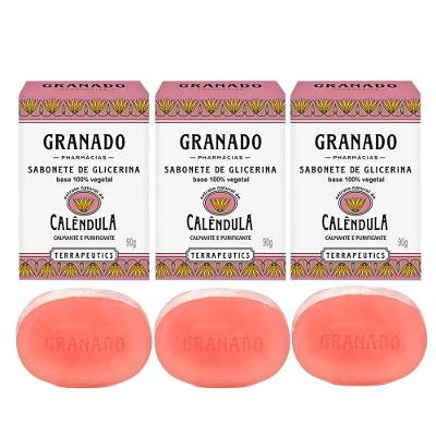 Kit 3 Sabonete Granado Calêndula Em Barra 90g Terrapeutics Vegetal