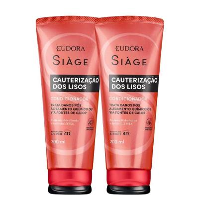 Kit 2 Condicionador Reconstrução Cauterização Dos Lisos Reparação 200ml Eudora Siàge