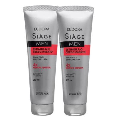 Kit 2 Shampoo Antiqueda Estimula O Crescimento Masculino 250ml Eudora Siàge Men