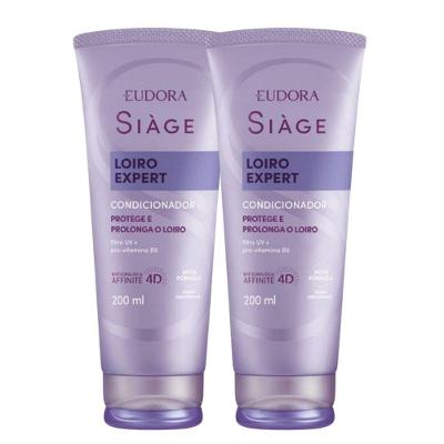 Kit 2 Condicionador Matizador Loiro Expert Roxo Desamarelador Violeta Platinado 200ml Eudora Siàge
