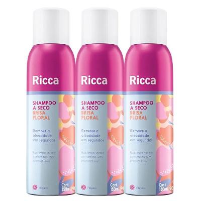 Kit 3 Shampoo A Seco Brisa Floral Remove Oleosidade Ricca 150ml