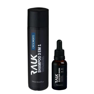 Kit Shampoo 3×1 240ml E óleo Para Barba 30ml Masculino Rauk