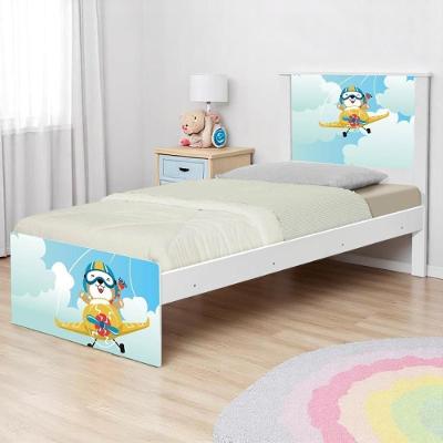 Cama Solteiro Adesivada Ursinho Patrulheiro Com Colchão