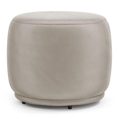 Puff Decorativo Orgânico Living Molly Redondo Veludo Bege - Desk Design