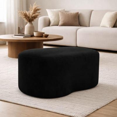 Puff Feijão Curvo Orgânico Redondo Sala Confortável Moderno Suede Cor:preto