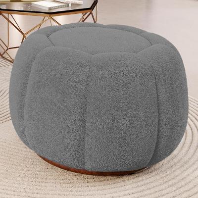 Puff Decorativo Estilo Abóbora Orgânico Shell Bouclê Cinza Escuro - Desk Design