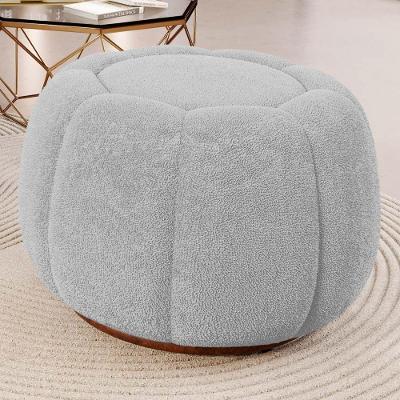 Puff Decorativo Estilo Abóbora Orgânico Shell Bouclê Cinza Claro - Desk Design