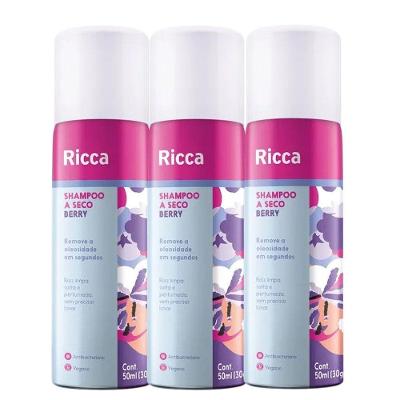 Kit 3 Shampoo A Seco Ricca De Bolso Remove Oleosidade Berry 50ml