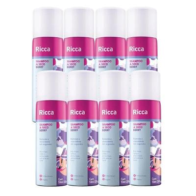 Kit 8 Shampoo A Seco Ricca De Bolso Remove Oleosidade Berry 50ml