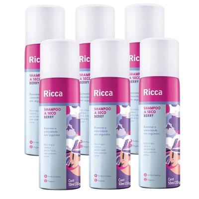 Kit 6 Shampoo A Seco Ricca De Bolso Remove Oleosidade Berry 50ml