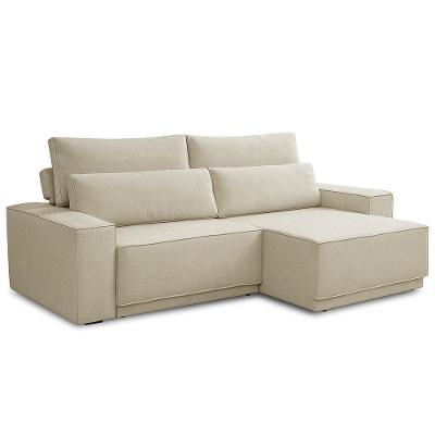 Sofá 4 Lugares Retrátil Reclinável Para Sala De Estar 280cm Nicastro F04 Linho Creme - Lyam Decor