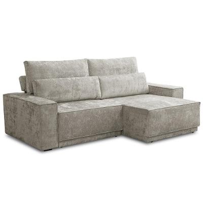 Sofá 3 Lugares Retrátil Reclinável Para Sala De Estar 250cm Nicastro F04 Veludo Granito - Lyam Decor