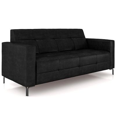 Sofá 2 Lugares Sala Living Industrial 160cm Senna K01 Couríssimo Preto - Lyam Decor