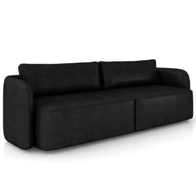 Sofá 3 Lugares Sala Living Orgânico 240cm Oregon K01 Couríssimo Preto - Lyam Decor