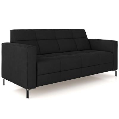 Sofá 3 Lugares Sala Living Industrial 180cm Senna K01 Veludo Preto - Lyam Decor