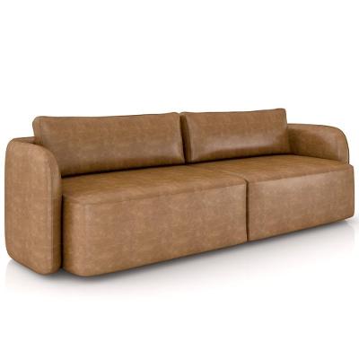 Sofá 3 Lugares Sala Living Orgânico 240cm Oregon K01 Couríssimo Whisky - Lyam Decor