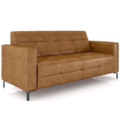 Sofá 3 Lugares Sala Living Industrial 180cm Senna K01 Couríssimo Whisky - Lyam Decor