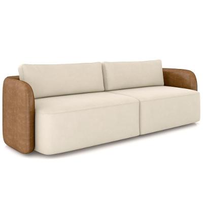 Sofá 3 Lugares Sala Living Orgânico 240cm Oregon K01 Couríssimo Whisky Veludo Bege - Lyam Decor