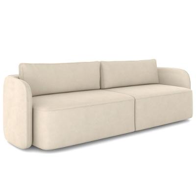 Sofá 3 Lugares Sala Living Orgânico 240cm Oregon K01 Veludo Bege - Lyam Decor
