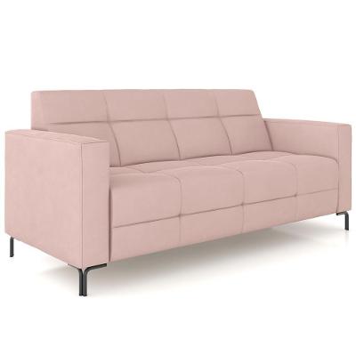 Sofá 3 Lugares Sala Living Industrial 200cm Senna K01 Veludo Rosê - Lyam Decor