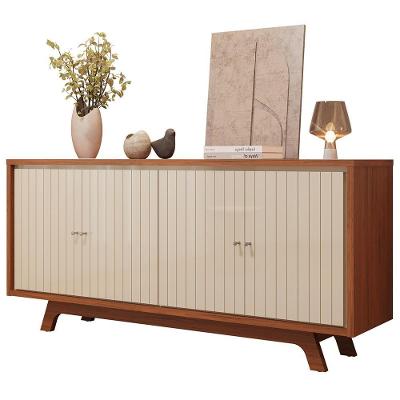 Aparador Buffet Para Sala De Jantar 4 Portas 180cm Junia D05 Freijó Off White - Lyam Decor