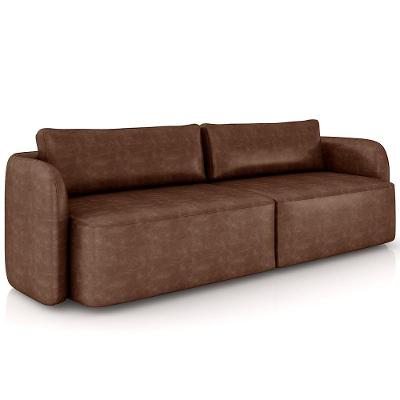 Sofá 3 Lugares Sala Living Orgânico 220cm Oregon K01 Couríssimo Marrom - Lyam Decor