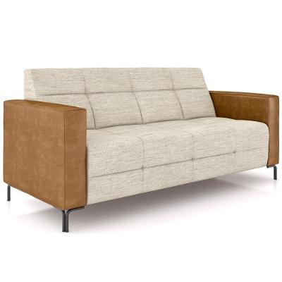 Sofá 3 Lugares Sala Living Industrial 200cm Senna K01 Couríssimo Whisky Linho Champanhe - Lyam Decor