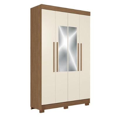 Guarda Roupa Solteiro 4 Portas Sarandi Com Espelho Jatobá Areia - Santos Andirá