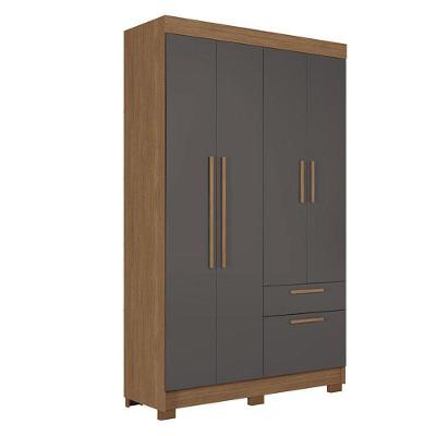 Guarda Roupa Solteiro 4 Portas Londrina Jatobá Grafite - Santos Andirá