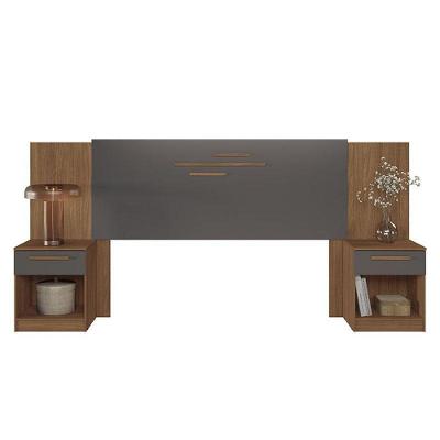 Cabeceira Casal Loanda Com Gavetas Jatobá Grafite - Santos Andirá