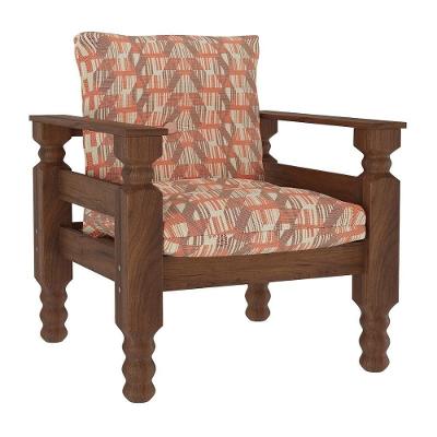 Poltrona Madeira Maciça Liz Multimóveis Vcr7003 - Geométrico Terracota Geométrico Terracota