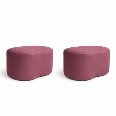 Kit 2 Puff Feijão Curvo Orgânico Sala Redondo Confortável Moderno Suede Rose