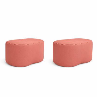 Kit 2 Puff Orgânico Curvo Feijão Sala Redondo Confortável Moderno Suede Rosa