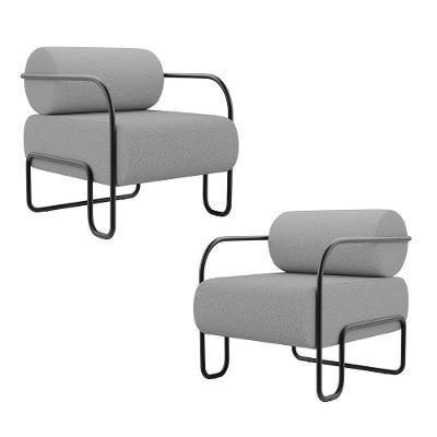 Kit 2 Poltronas Decorativas Orgânica Living Miska Principal Linho Cinza Desk Design