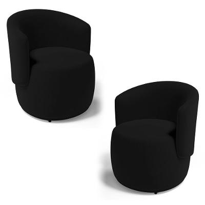 Kit 2 Poltronas Decorativas Aisha Orgânica Veludo Preto Desk Design