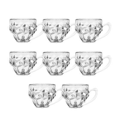 Jogo 8 Xícara De Café De Vidro Transparente Roks 185ml Em Casa Tem