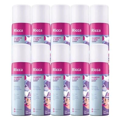 Kit 10 Shampoo A Seco Ricca De Bolso Remove Oleosidade Berry 50ml