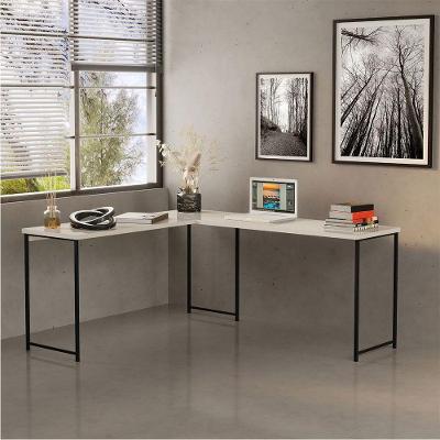 Mesa Em L Sem Prateleira Office Em Mdf Industrial Klm Store Preto Com Off White
