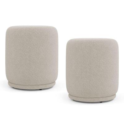 Kit 02 Puffs Decorativos Orgânicos Living Mavi Bouclê Bege - Desk Design