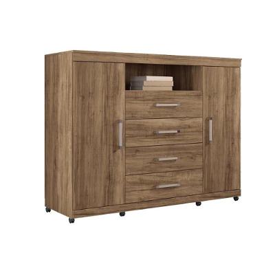 Cômoda Master 4 Gavetas em MDF com Puxador Plástico Branco para Quarto Sem Pés