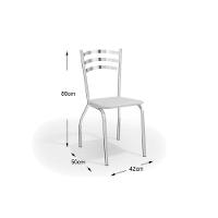 Conjunto: Mesa Sala Jantar Volga c/ Tampo Vidro 95cm + 4 Cadeiras Portugal Cromado/Courano Branco - Kappesberg - 4