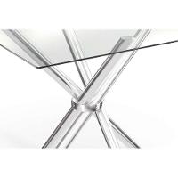 Conjunto: Mesa Sala Jantar Volga c/ Tampo Vidro 95cm + 4 Cadeiras Noruega Preto Fosco/Courano Branco - Kappesberg