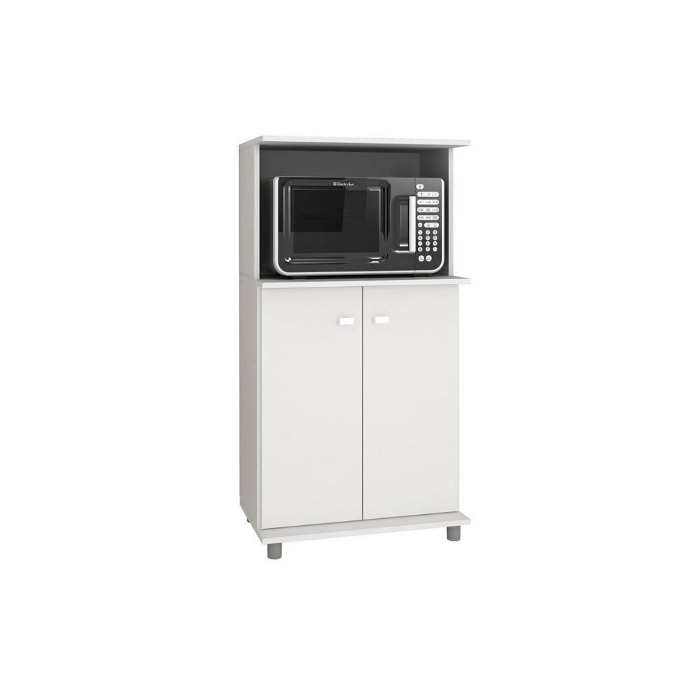 Balcão Multiuso Cozinha   BL-3307 c/ 2 Portas e Nicho p/ Microondas 60cm Branco - Tecno Mobili - 1