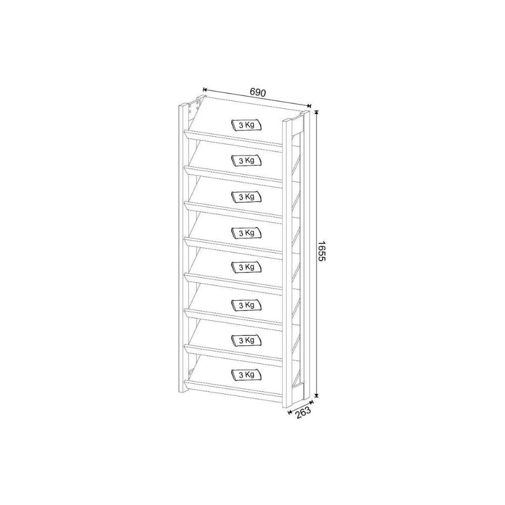 Armário Sapateira Quarto Sapateira AZ1006 8 Prateleiras Amêndoa/Branco - Tecno Mobili - 3