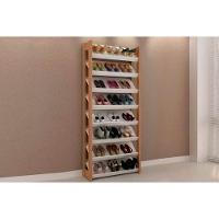 Armário Sapateira Quarto Sapateira AZ1006 8 Prateleiras Amêndoa/Branco - Tecno Mobili - 1