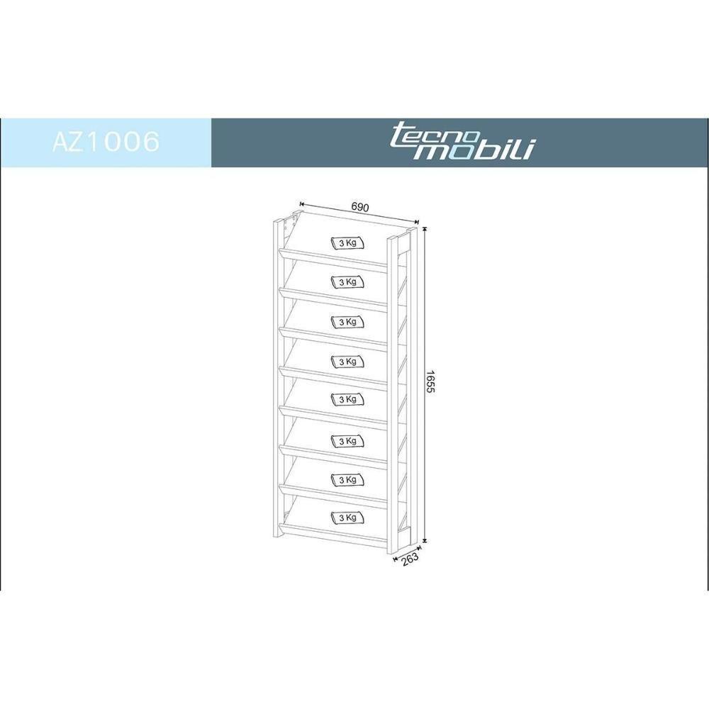 Armário Sapateira Quarto AZ1006 Branco/Nogal - Tecno Mobili - 4