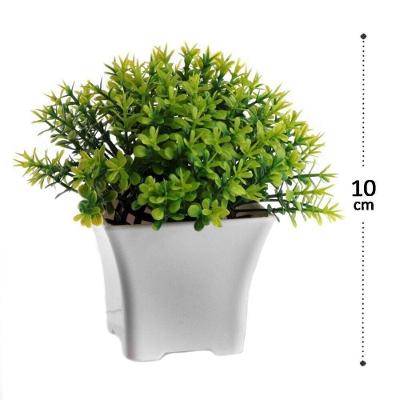 Vaso Decorativo De Plástico 10cm Com Planta Color - Tudo Em Caixa