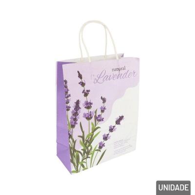 Sacola De Papel 38x21,5cm Flores Lavanda - Tudo Em Caixa