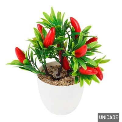 Vaso Decorativo De Plástico 21cm Planta E Pimentas - Tudo Em Caixa