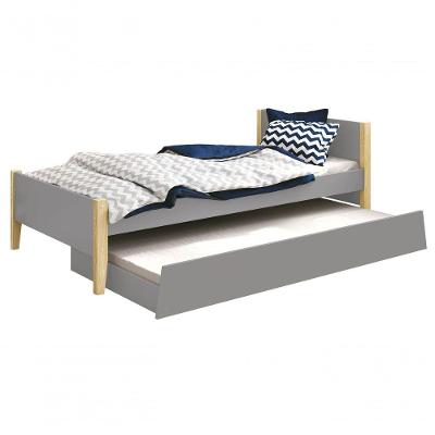 Cama Babá Solteiro Com Auxiliar Simba Cinza Fosco Com Natural - Moveisaqui